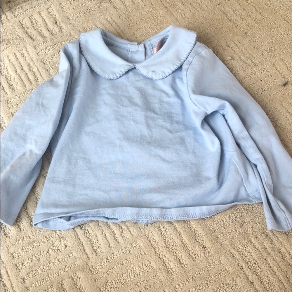 Girls Peter Pan collar blue shirt